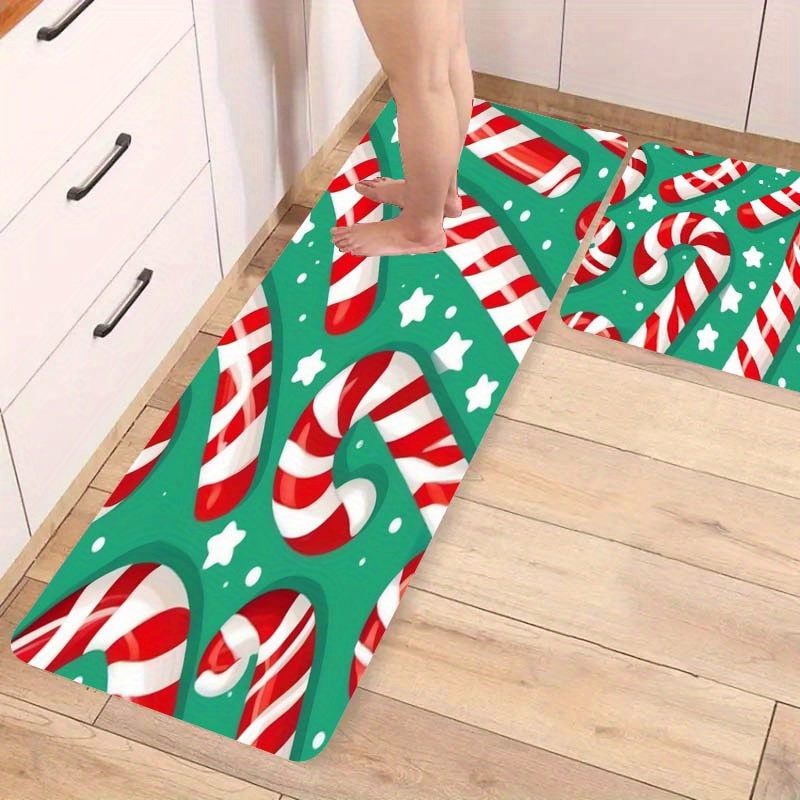 Festive Candy Cane Pattern Bath Rug, Woven Flannel Non-slip Door Mat For Kitchen, Living Room, Bathroom, Water Absorbent, Durable, Washable - 1pc
Festive Candy Cane Pattern Bath Rug, Woven Flannel Non-slip Door Mat For Kitchen, Living Room, Bathroom, Water Absorbent, Durable, Washable - 1pc