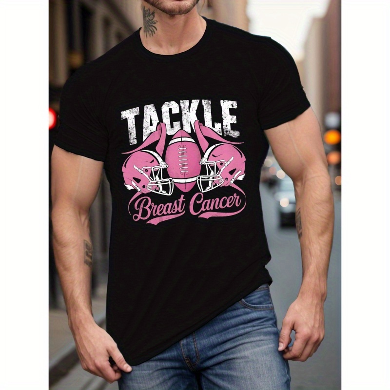 Men's Casual Tackle Breast Cancer Football Print T-shirt, Polyester, Short Sleeve, Round Neck, Stretch Knit, Summer Top, Regular Fit, Adult Unisex
Men's Casual Tackle Breast Cancer Football Print T-shirt, Polyester, Short Sleeve, Round Neck, Stretch Knit, Summer Top, Regular Fit, Adult Unisex