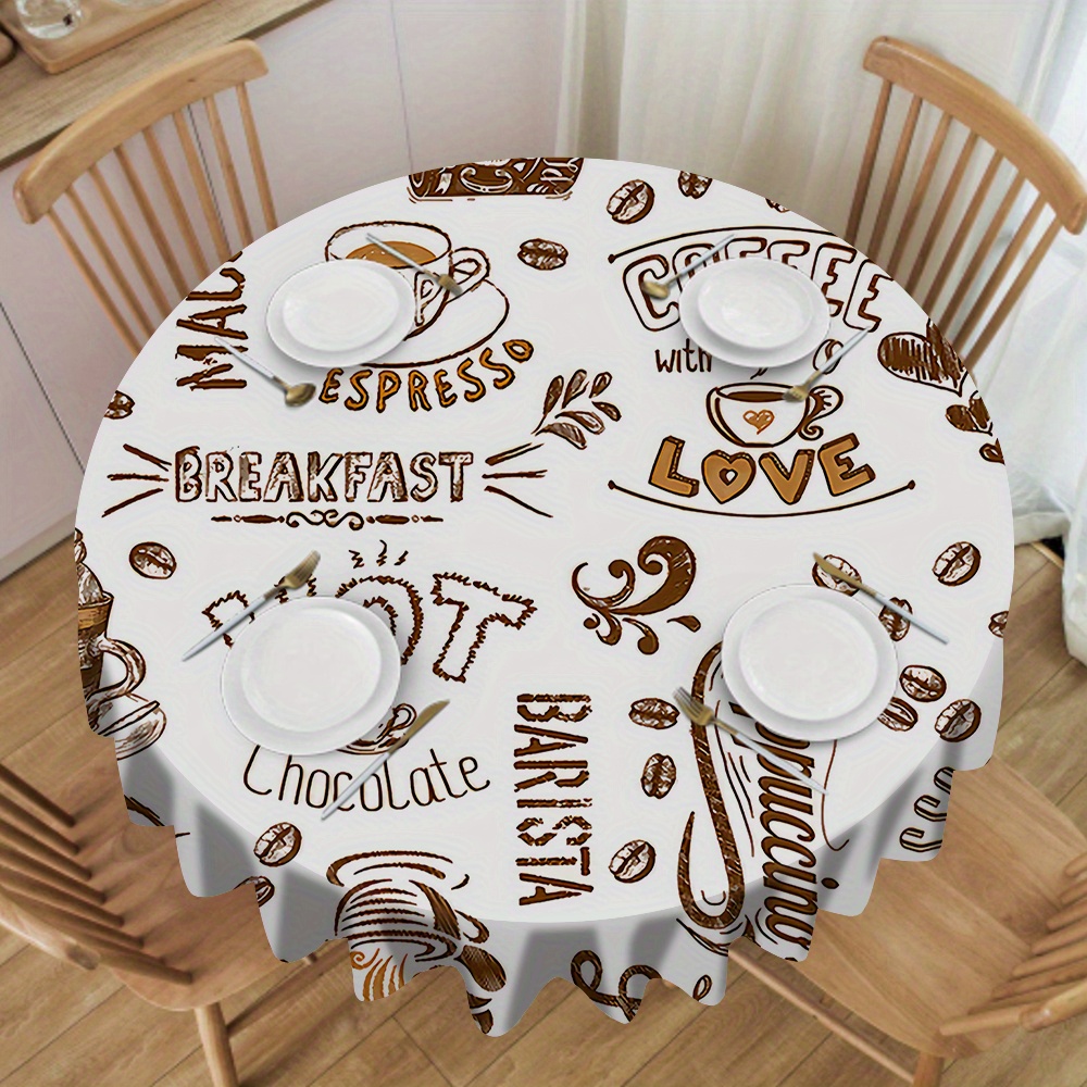 Round Coffee Love Print Tablecloth - 1pc Modern Simple Style Polyester Table Cover - Machine Woven Durable Table Linen For Home, Restaurant, Hotel Use
Round Coffee Love Print Tablecloth - 1pc Modern Simple Style Polyester Table Cover - Machine Woven Durable Table Linen For Home, Restaurant, Hotel Use