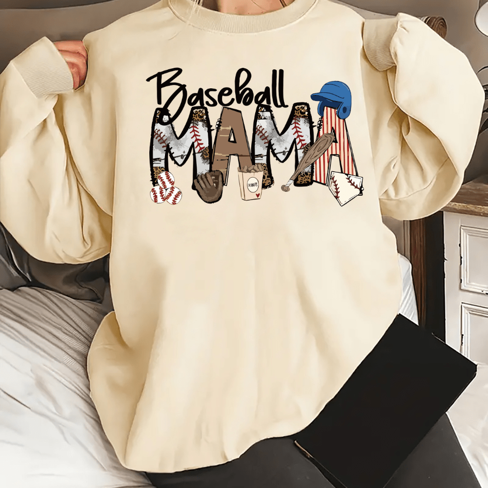 Baseball Mom Print Pullover Sweatshirt, Casual Long Sleeve Crew Neck Sweatshirt For Fall & Winter, Women's Clothing
Baseball Mom Print Pullover Sweatshirt, Casual Long Sleeve Crew Neck Sweatshirt For Fall & Winter, Women's Clothing