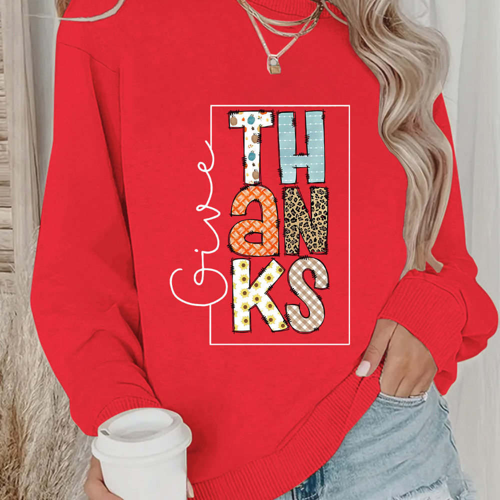 Thanksgiving Letters Print Crew Neck Sweatshirt, Casual Long Sleeve Drop Shoulder Pullover Sweatshirt For Fall & Winter, Women's Clothing
Thanksgiving Letters Print Crew Neck Sweatshirt, Casual Long Sleeve Drop Shoulder Pullover Sweatshirt For Fall & Winter, Women's Clothing