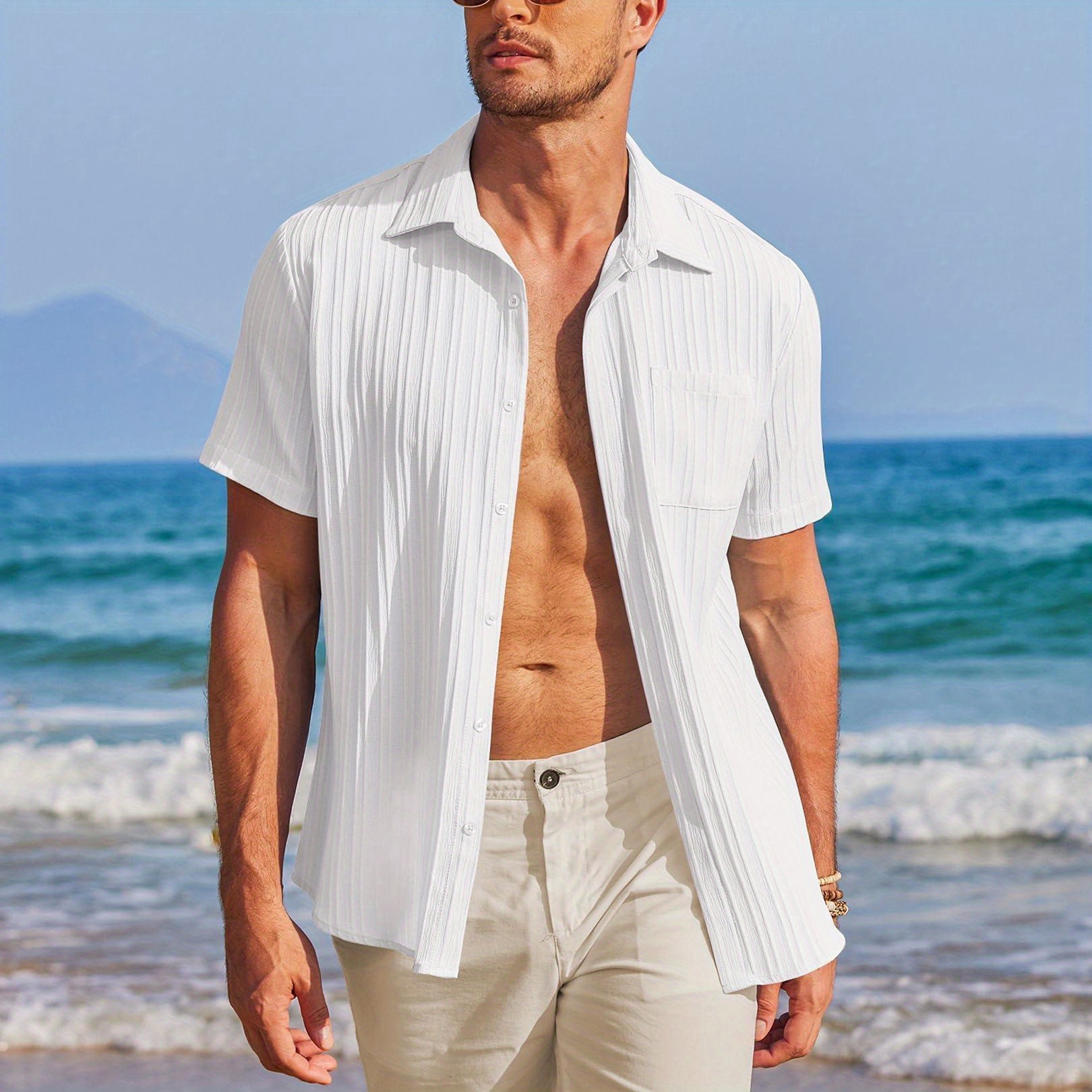 Mens Casual Shirts Short Sleeve Button Down Shirts Fashion Textured Summer Beach Shirt
Mens Casual Shirts Short Sleeve Button Down Shirts Fashion Textured Summer Beach Shirt