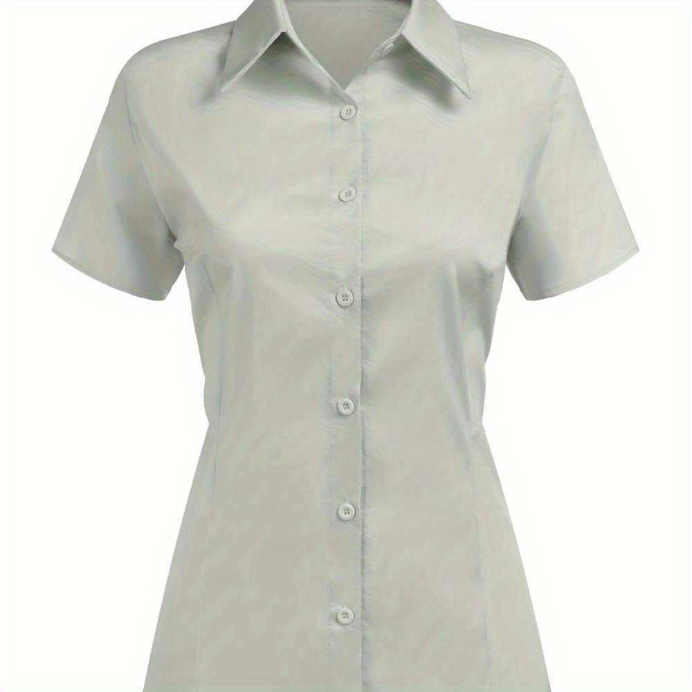 Solid Color Single Breasted Shirt, Casual Short Sleeve Slim Shirt For Spring & Summer, Women's Clothing
Solid Color Single Breasted Shirt, Casual Short Sleeve Slim Shirt For Spring & Summer, Women's Clothing