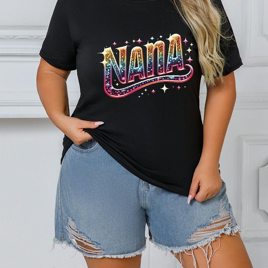 Size '' Letter Print T-shirt - Casual Short Sleeve, Round Neck With Stretch Fabric For Women, Plus Size Blouses
Size '' Letter Print T-shirt - Casual Short Sleeve, Round Neck With Stretch Fabric For Women, Plus Size Blouses