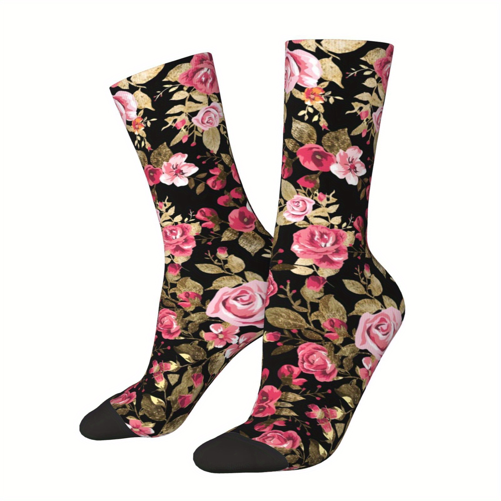 Fun & Elegant Floral Golden Pattern Crew Socks - Vintage Hip Hop Style, Breathable Polyester , Casual Wear
Fun & Elegant Floral Golden Pattern Crew Socks - Vintage Hip Hop Style, Breathable Polyester , Casual Wear