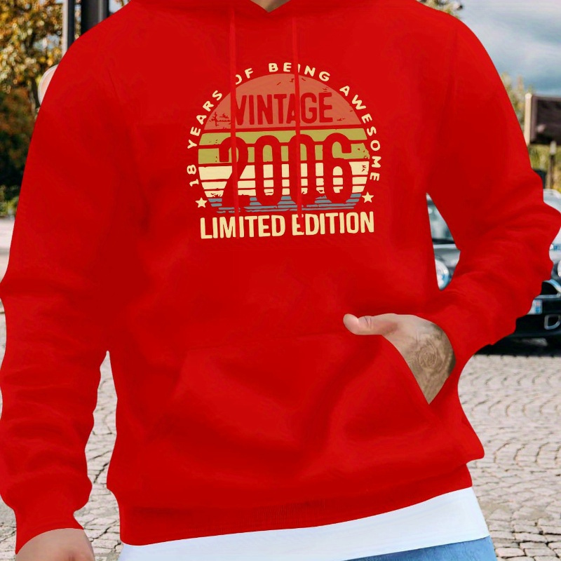 Fall/winter Men's Casual Hoodie Vintage 2006 Print - Knit Polyester Hooded Sweatshirt With Kangaroo Pocket And Stretch
Fall/winter Men's Casual Hoodie Vintage 2006 Print - Knit Polyester Hooded Sweatshirt With Kangaroo Pocket And Stretch