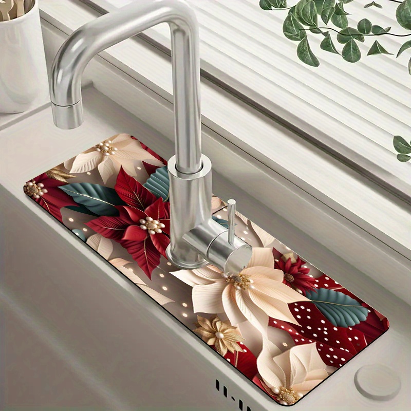Festive Christmas Flowers Kitchen Sink Mat: Vibrant Poinsettia Design, Waterproof And Durable, Suitable For Kitchen And Bathroom Sinks
Festive Christmas Flowers Kitchen Sink Mat: Vibrant Poinsettia Design, Waterproof And Durable, Suitable For Kitchen And Bathroom Sinks