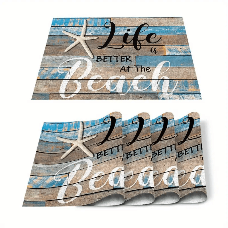 4pcs Set ' ' Starfish Design Placemats - Non-slip, Washable & Heat-resistant Polyester Table Mats For Home, Hotel, Banquets & Decor
4pcs Set ' ' Starfish Design Placemats - Non-slip, Washable & Heat-resistant Polyester Table Mats For Home, Hotel, Banquets & Decor