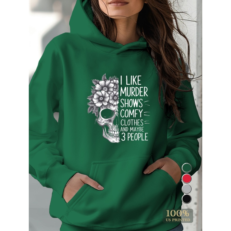 Skull & Floral Print Hoodie, Casual Long Sleeve Kangaroo Pocket Sweatshirt, Women's Clothing
Skull & Floral Print Hoodie, Casual Long Sleeve Kangaroo Pocket Sweatshirt, Women's Clothing