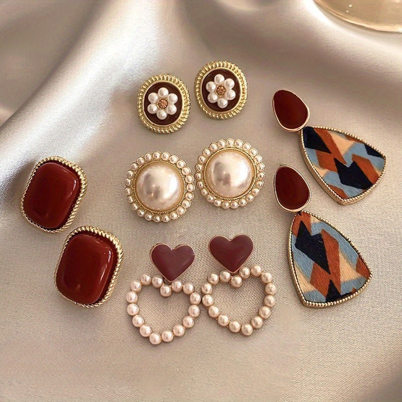 5 Pairs Pearl Decor Love Earrings Sweet Elegant Style Suitable For Women Daily Dating Earrings
5 Pairs Pearl Decor Love Earrings Sweet Elegant Style Suitable For Women Daily Dating Earrings