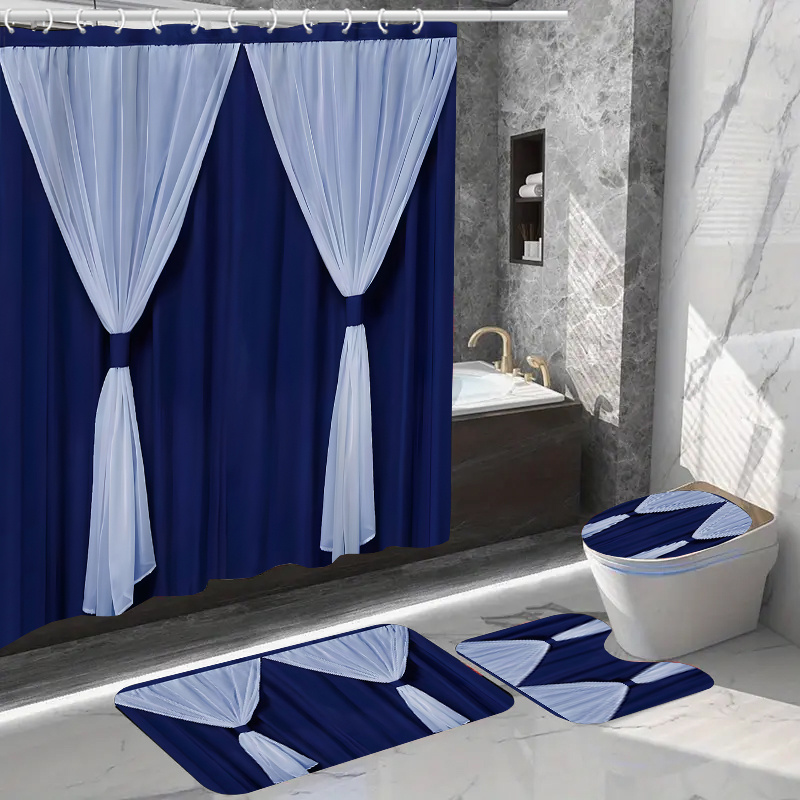 1pc/4pcs Home Decor Waterproof Shower Curtain Sets With 12 Hooks, Toilet Seat Cover, Bathroom Mat Non-slip Rug Carpet, Polyester Curtain For Bathroom Accessories
1pc/4pcs Home Decor Waterproof Shower Curtain Sets With 12 Hooks, Toilet Seat Cover, Bathroom Mat Non-slip Rug Carpet, Polyester Curtain For Bathroom Accessories