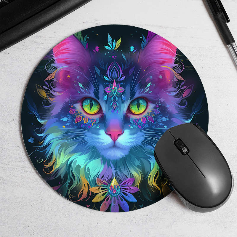 Colorful Cat Pattern Round Mouse Pad - Waterproof, Non-slip, Thick Desk Mat For Office & Gaming, Durable Cartoon Design
Colorful Cat Pattern Round Mouse Pad - Waterproof, Non-slip, Thick Desk Mat For Office & Gaming, Durable Cartoon Design