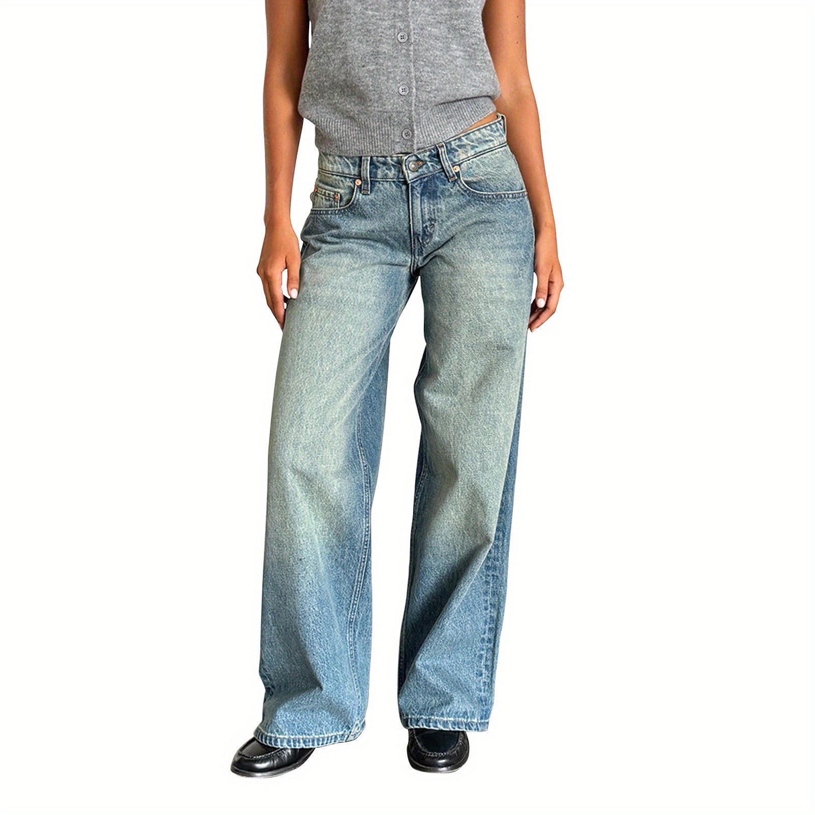 Women Jeans, Low Waist Zipper Button Solid Trousers With Pockets For Daily Streetwear
Women Jeans, Low Waist Zipper Button Solid Trousers With Pockets For Daily Streetwear