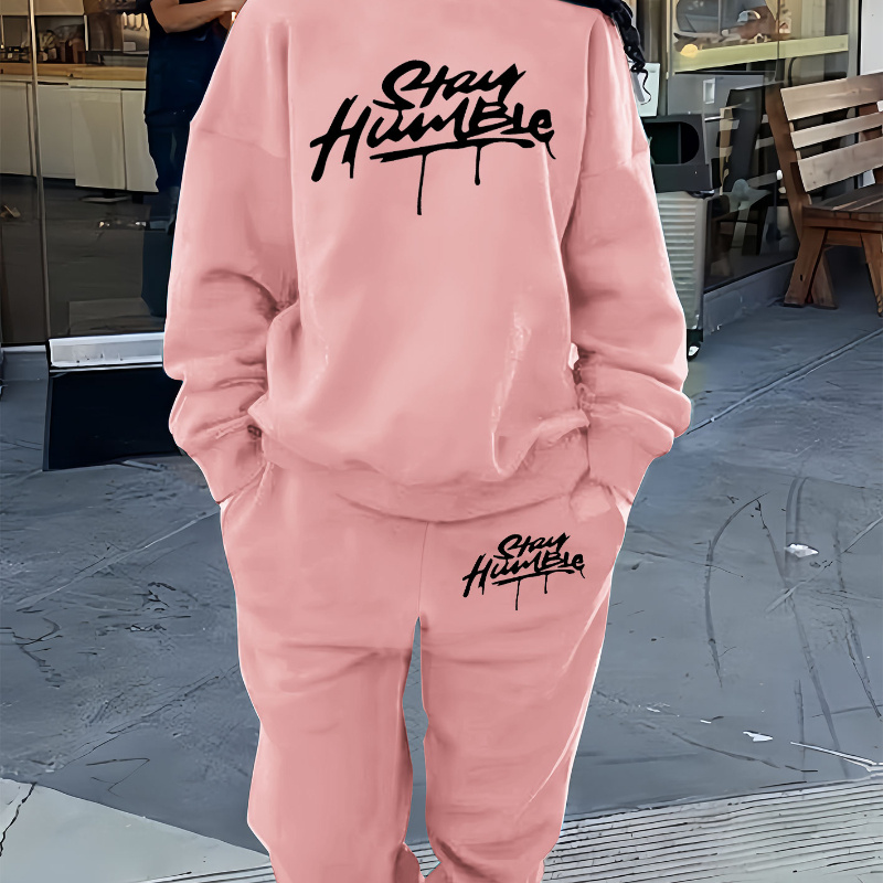's Letter Fleece-lined Sweatshirt & Set - , Washable, Pullover & Waist Pants, For Fall/
's Letter Fleece-lined Sweatshirt & Set - , Washable, Pullover & Waist Pants, For Fall/