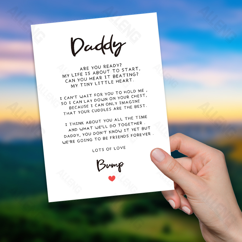 1pc Alleng Daddy To 's Day Greeting From The , Daddy Poem Keepsake, Pregnancy Reveal Surprise For Expectant Father
1pc Alleng Daddy To 's Day Greeting From The , Daddy Poem Keepsake, Pregnancy Reveal Surprise For Expectant Father