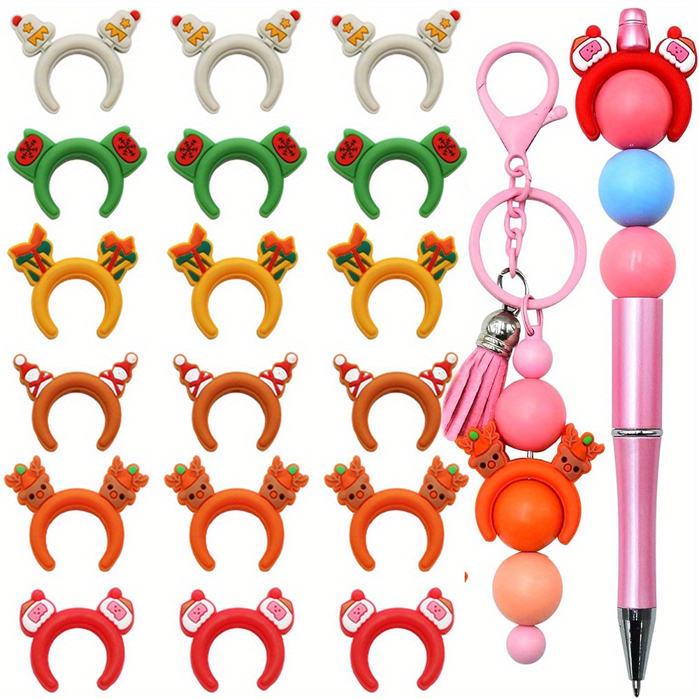 18 Pieces Christmas Headband Shaped Silicone Beads For Pen Making, Christmas Hair Band Silicone Beads For Keychain Making Craft Supplies
18 Pieces Christmas Headband Shaped Silicone Beads For Pen Making, Christmas Hair Band Silicone Beads For Keychain Making Craft Supplies
