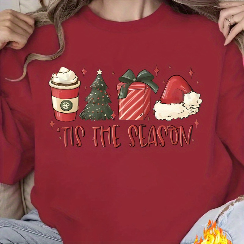 Christmas Holiday Sweatshirt For Women - Casual Polyester Pullover With Christmas Tree, Santa Hat, Gift, And Coffee Patterns - Knit Fabric, Round Neck, Long Sleeve, Adult Fit
Christmas Holiday Sweatshirt For Women - Casual Polyester Pullover With Christmas Tree, Santa Hat, Gift, And Coffee Patterns - Knit Fabric, Round Neck, Long Sleeve, Adult Fit