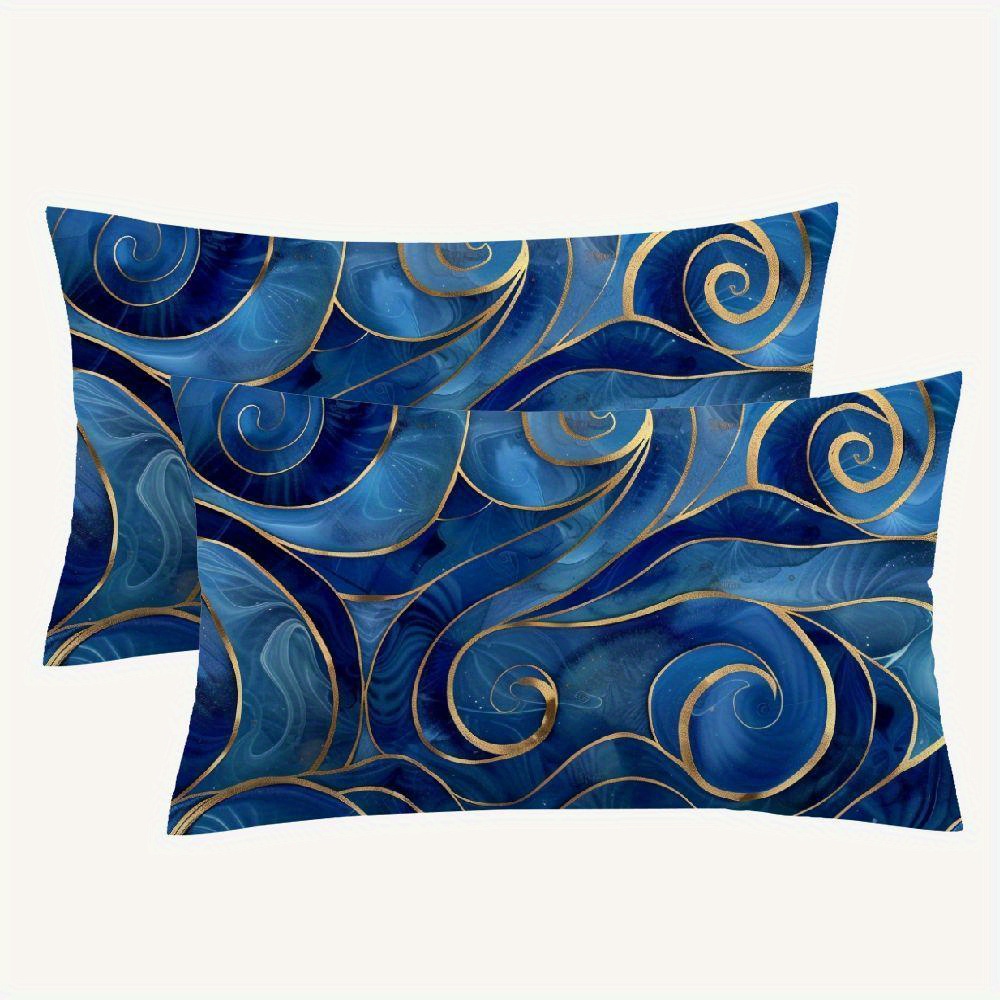 2pcs Luxurious Blue & Closure Pillow Covers, 12x20 Inch - Soft Short Plush, Decor, Golden Lines
2pcs Luxurious Blue & Closure Pillow Covers, 12x20 Inch - Soft Short Plush, Decor, Golden Lines