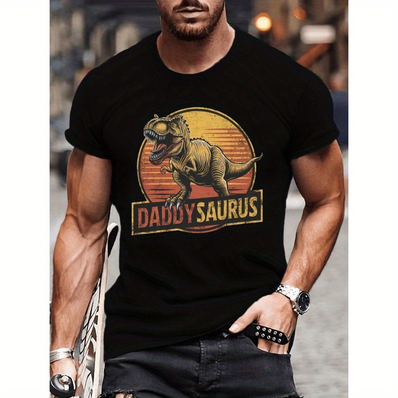 Dinosaur Print Men's Casual Athletic T-shirt, Crew Neck, Knit Fabric, Regular Fit, Lightweight Breathable Summer Tee
Dinosaur Print Men's Casual Athletic T-shirt, Crew Neck, Knit Fabric, Regular Fit, Lightweight Breathable Summer Tee