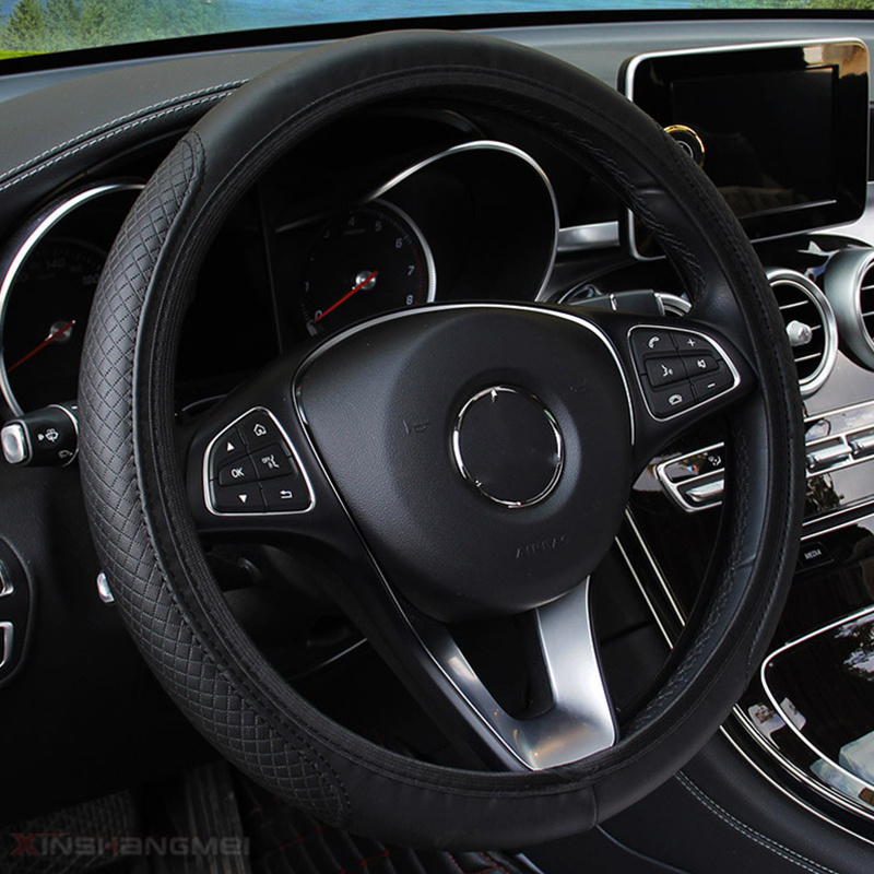 Pu Leather Steering Wheel Cover, Universal 15 Inch Breathable Microfiber Leather Steering Wheel Covers For Men And Women, Anti Slip Car Interior Accessories, Black
Pu Leather Steering Wheel Cover, Universal 15 Inch Breathable Microfiber Leather Steering Wheel Covers For Men And Women, Anti Slip Car Interior Accessories, Black