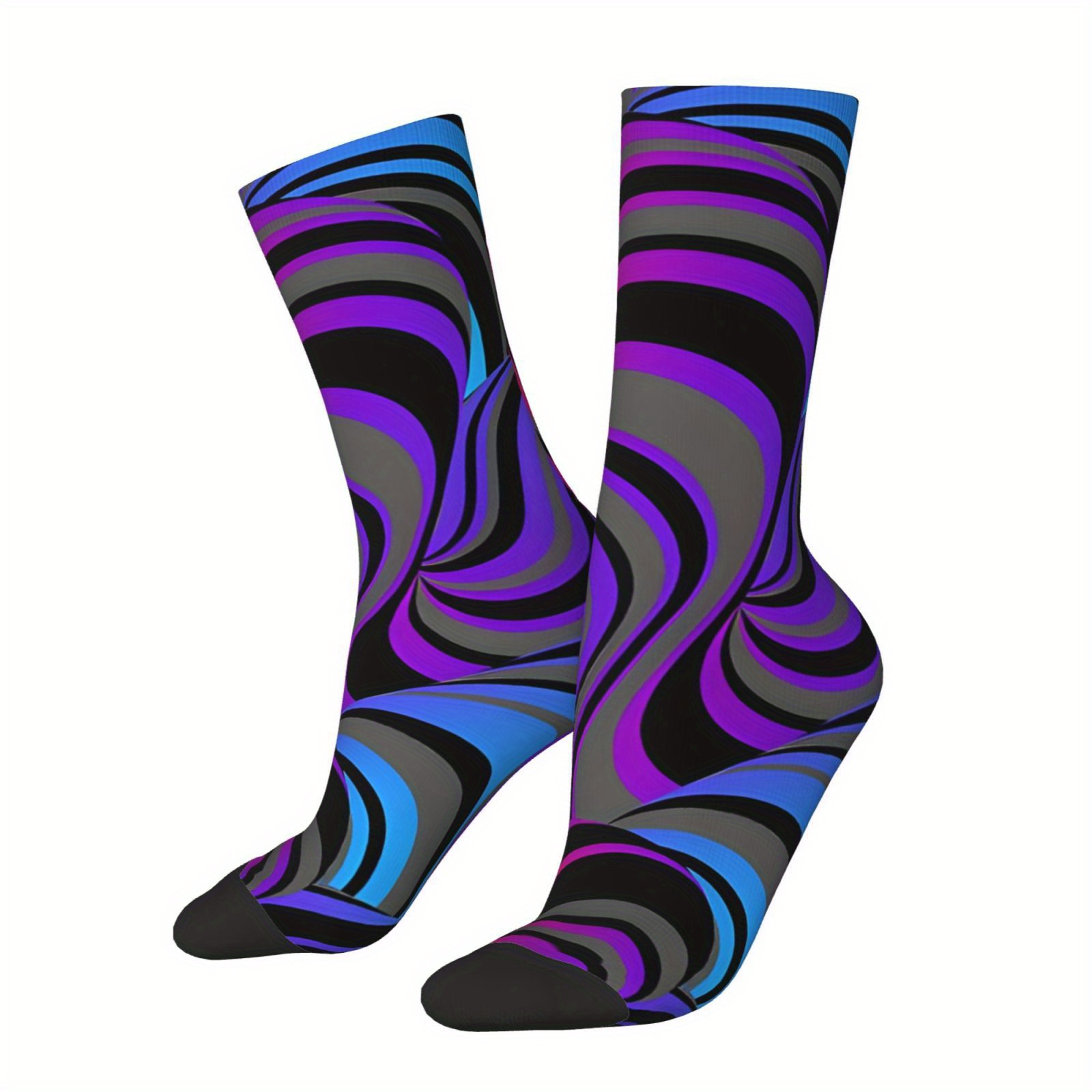 1 Pair Crew Socks For Men And Women, Polyester Knit Fabric With Elastane, Abstract Geometric Pattern, Novelty Funky Hip Hop Style, Non-slip Seamless Design, Casual Dress Socks, Hand Washable -
1 Pair Crew Socks For Men And Women, Polyester Knit Fabric With Elastane, Abstract Geometric Pattern, Novelty Funky Hip Hop Style, Non-slip Seamless Design, Casual Dress Socks, Hand Washable -