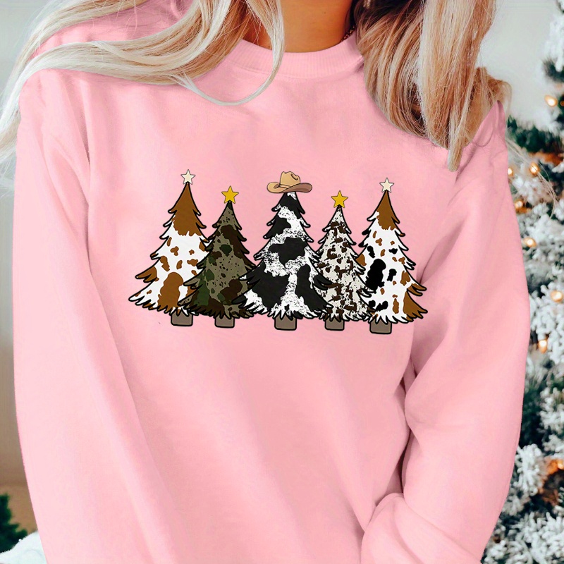 Women's Print Christmas Tree & Denim Hat Sweatshirt - Casual Crew Neck Pullover For Fall/winter, Machine Washable
Women's Print Christmas Tree & Denim Hat Sweatshirt - Casual Crew Neck Pullover For Fall/winter, Machine Washable