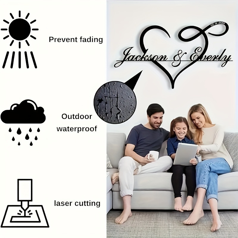 1pc Customizable Iron Metal Door Sign With Name & Anniversary - Contemporary Wall Art, Waterproof & Laser Cut, Ideal For Indoor Display & Housewarming Gifts
1pc Customizable Iron Metal Door Sign With Name & Anniversary - Contemporary Wall Art, Waterproof & Laser Cut, Ideal For Indoor Display & Housewarming Gifts