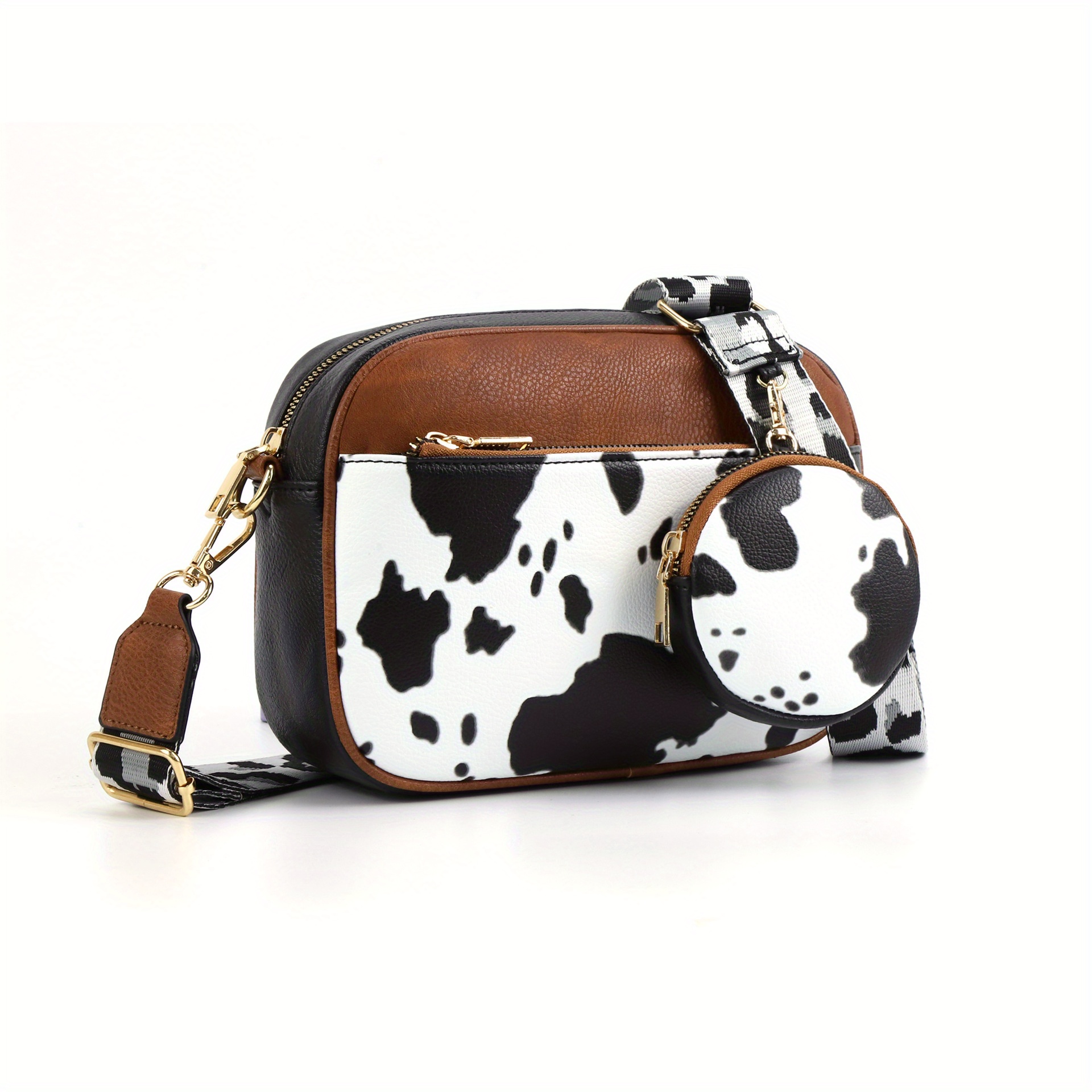 New Colorblocking Shoulder Bag Cow Pattern Shoulder Crossbody Purse Bag A Round Small Purse
New Colorblocking Shoulder Bag Cow Pattern Shoulder Crossbody Purse Bag A Round Small Purse