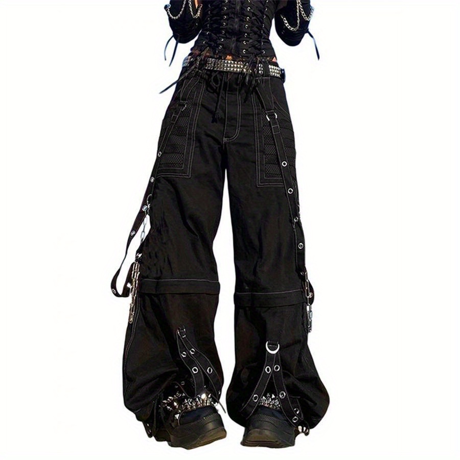 Women's Y2k Style Cargo Jeans, 100% Polyester Knit Fabric, Solid Color With Striped Zipper And Button Closure, Loose Fit Casual Trousers With Pockets For All
Women's Y2k Style Cargo Jeans, 100% Polyester Knit Fabric, Solid Color With Striped Zipper And Button Closure, Loose Fit Casual Trousers With Pockets For All