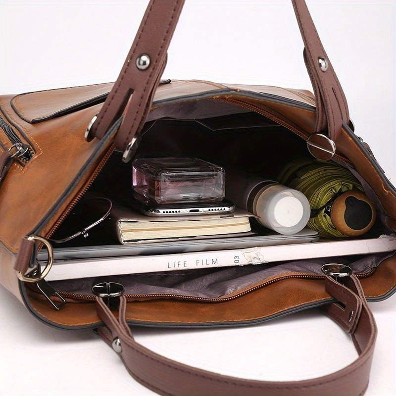 Chic Women's Faux Leather Tote Bag - Spacious Multi-, Retro Crossbody Shoulder Bag For Work & Use
Chic Women's Faux Leather Tote Bag - Spacious Multi-, Retro Crossbody Shoulder Bag For Work & Use