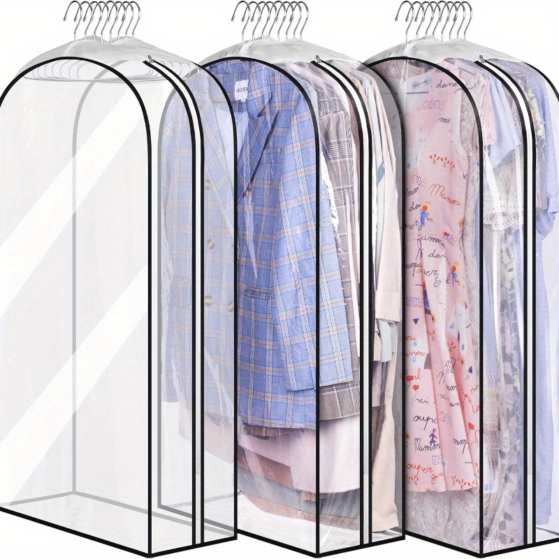 3pcs Transparent Garment Bags With Full Zipper - Dust Covers For Suits, Coats, Shirts & Dresses - Hanging Clothes Storage Organizer, Clothes Storage Bags
3pcs Transparent Garment Bags With Full Zipper - Dust Covers For Suits, Coats, Shirts & Dresses - Hanging Clothes Storage Organizer, Clothes Storage Bags