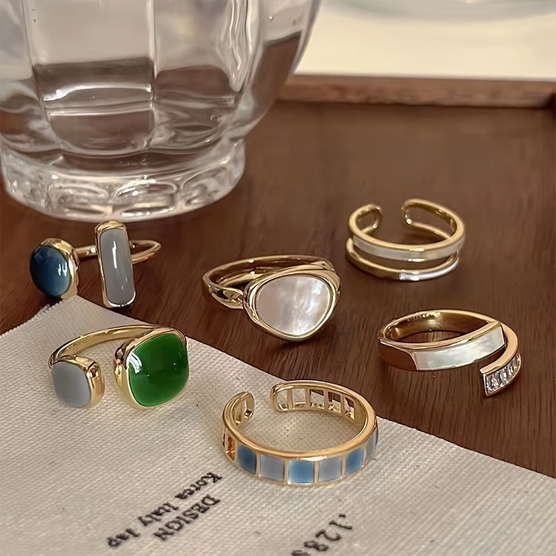 6 Pieces Vintage Style Elegant Alloy Open Ring Set Elegant Stacking Rings Jewelry Set Fashion Accessories Gift
6 Pieces Vintage Style Elegant Alloy Open Ring Set Elegant Stacking Rings Jewelry Set Fashion Accessories Gift