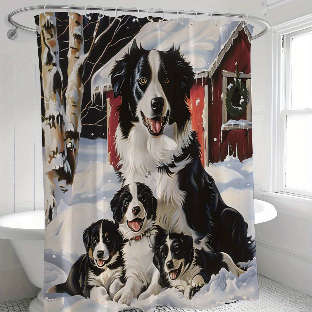 Christmas Dog Shower Curtain With Hook - 1pc, Waterproof Polyester Bathroom Decor, Machine Washable, Woven Landscape Theme
Christmas Dog Shower Curtain With Hook - 1pc, Waterproof Polyester Bathroom Decor, Machine Washable, Woven Landscape Theme