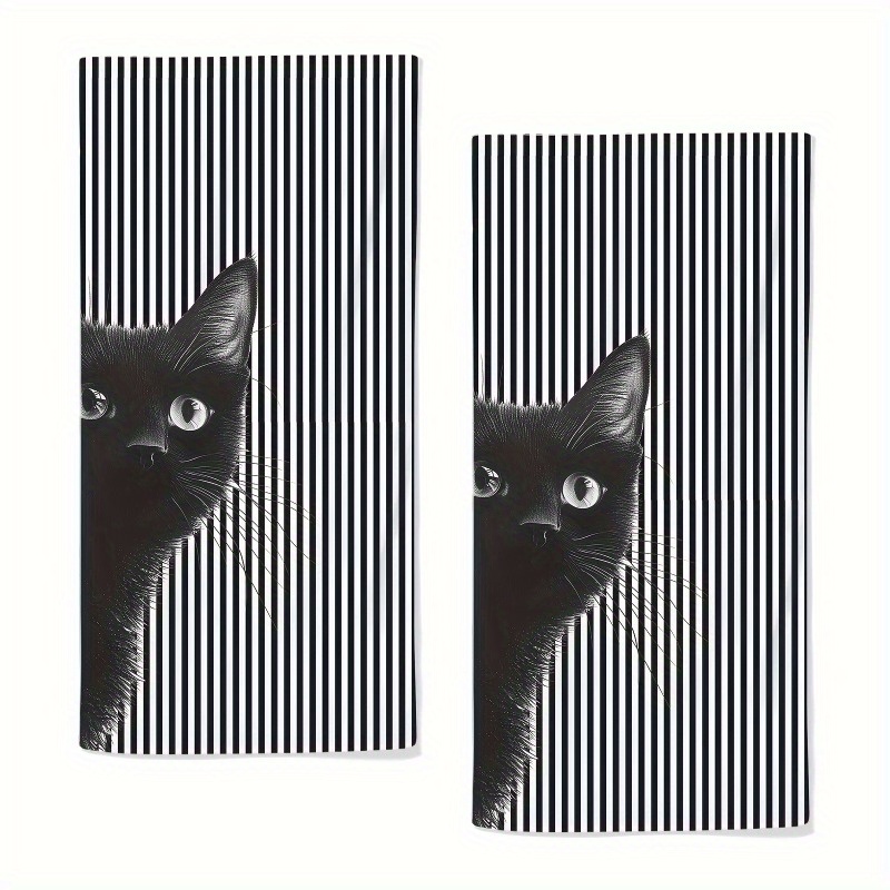 2pcs Set Cute Black Cat Striped Kitchen Towels - , Quick-dry Polyester Hand & Face Towels For Gym, Bathroom, And Home Decor, 18x26 Inches
2pcs Set Cute Black Cat Striped Kitchen Towels - , Quick-dry Polyester Hand & Face Towels For Gym, Bathroom, And Home Decor, 18x26 Inches