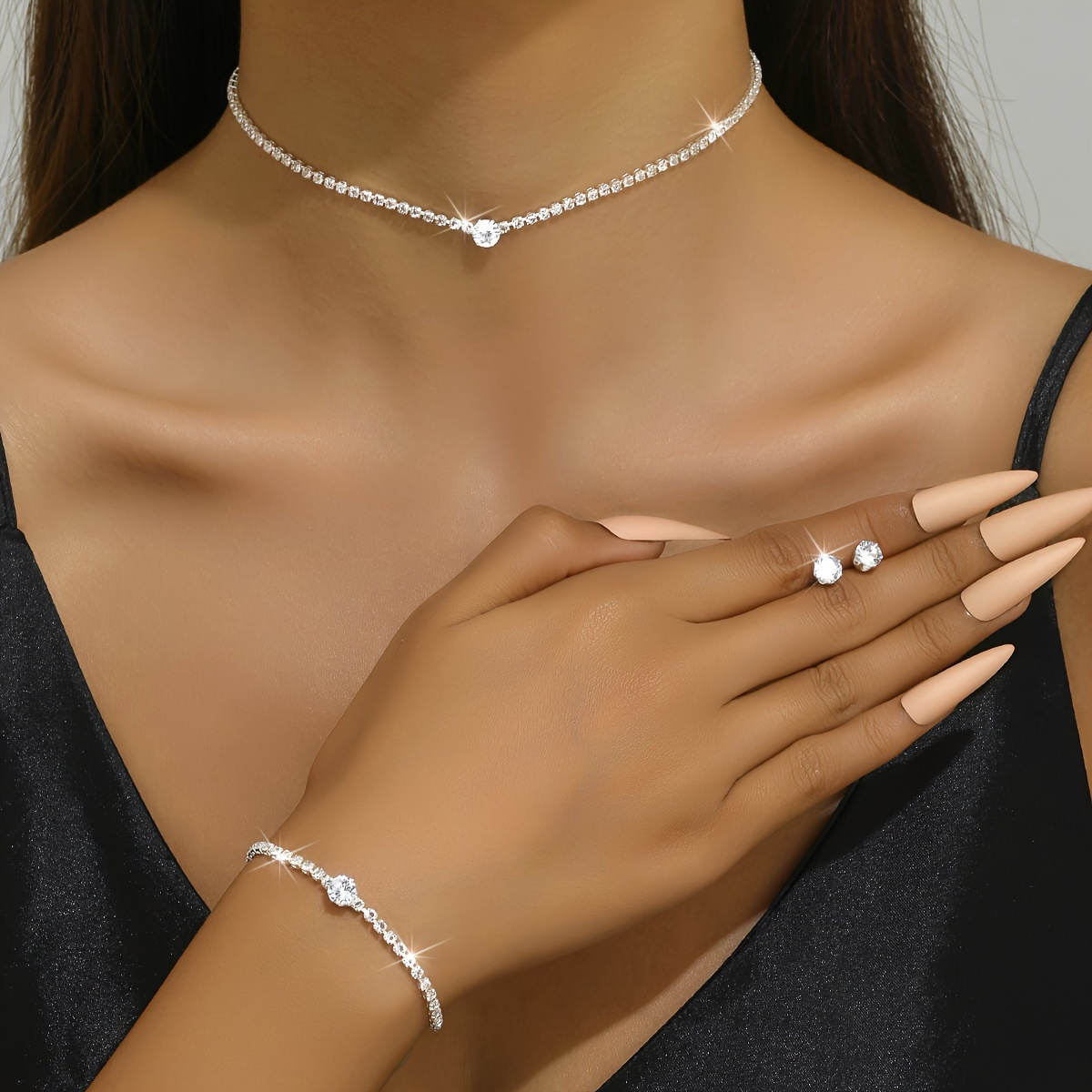 1 Pair Of Stud Earrings + 1 Necklace + 1 Bracelet Fashion Jewelry Set Silver Plating Suitable For Women's / Wedding Jewelry
1 Pair Of Stud Earrings + 1 Necklace + 1 Bracelet Fashion Jewelry Set Silver Plating Suitable For Women's / Wedding Jewelry