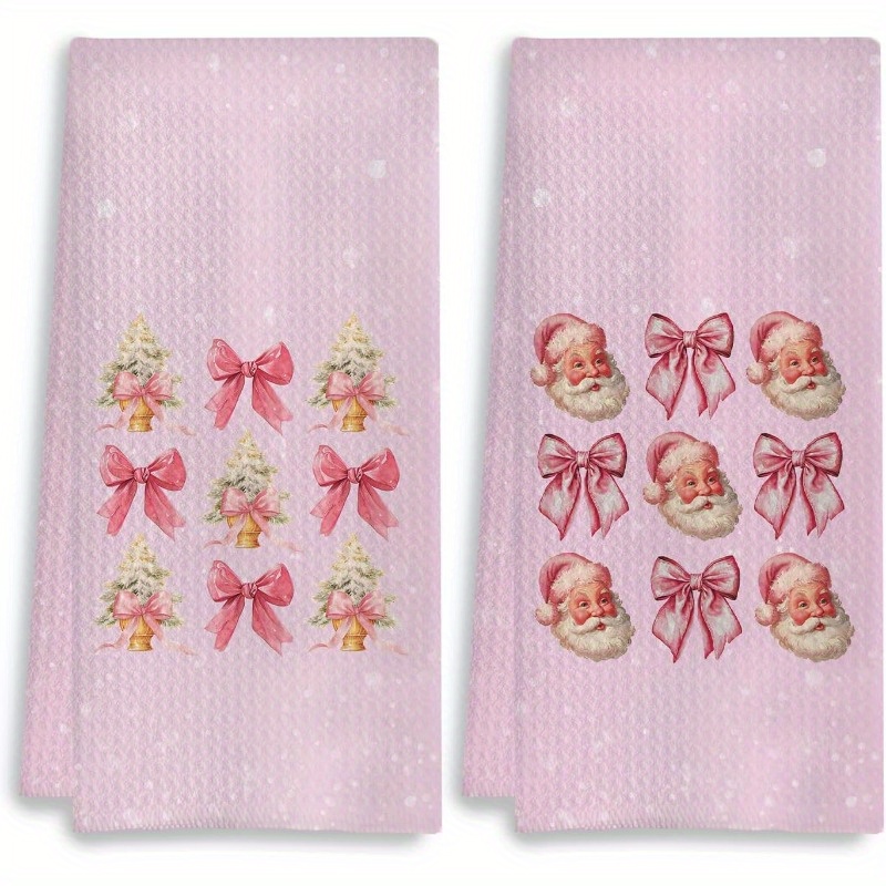 2pcs Set Of , Machine Washable Pink Christmas Kitchen Towels With Bow & For Holiday Decor
2pcs Set Of , Machine Washable Pink Christmas Kitchen Towels With Bow & For Holiday Decor