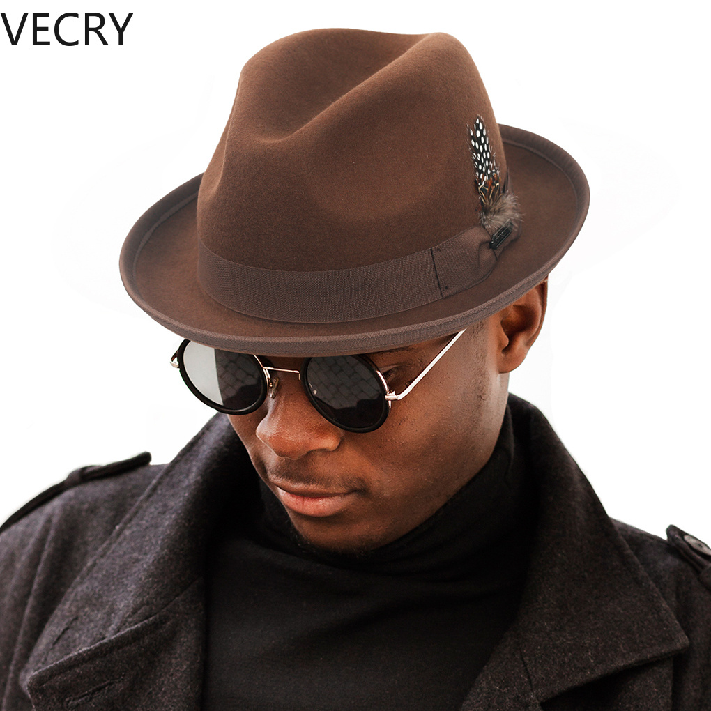 Vecry Men's Wool Hat - Classic Felt Trilby Derby Style With Feather Accent, Elegant Non-stretch Fabric, Formal And Casual , Stylish Accessory | Elegant Trilby | Shape
Vecry Men's Wool Hat - Classic Felt Trilby Derby Style With Feather Accent, Elegant Non-stretch Fabric, Formal And Casual , Stylish Accessory | Elegant Trilby | Shape