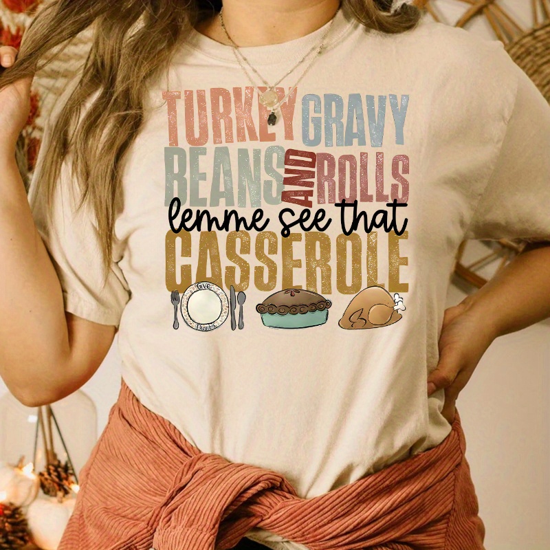 Women's Casual Thanksgiving T-shirt, Short Sleeve, Round Neck, Polyester, Knit Fabric, Letter Print, Regular Fit, All Seasons Fashion Top
Women's Casual Thanksgiving T-shirt, Short Sleeve, Round Neck, Polyester, Knit Fabric, Letter Print, Regular Fit, All Seasons Fashion Top