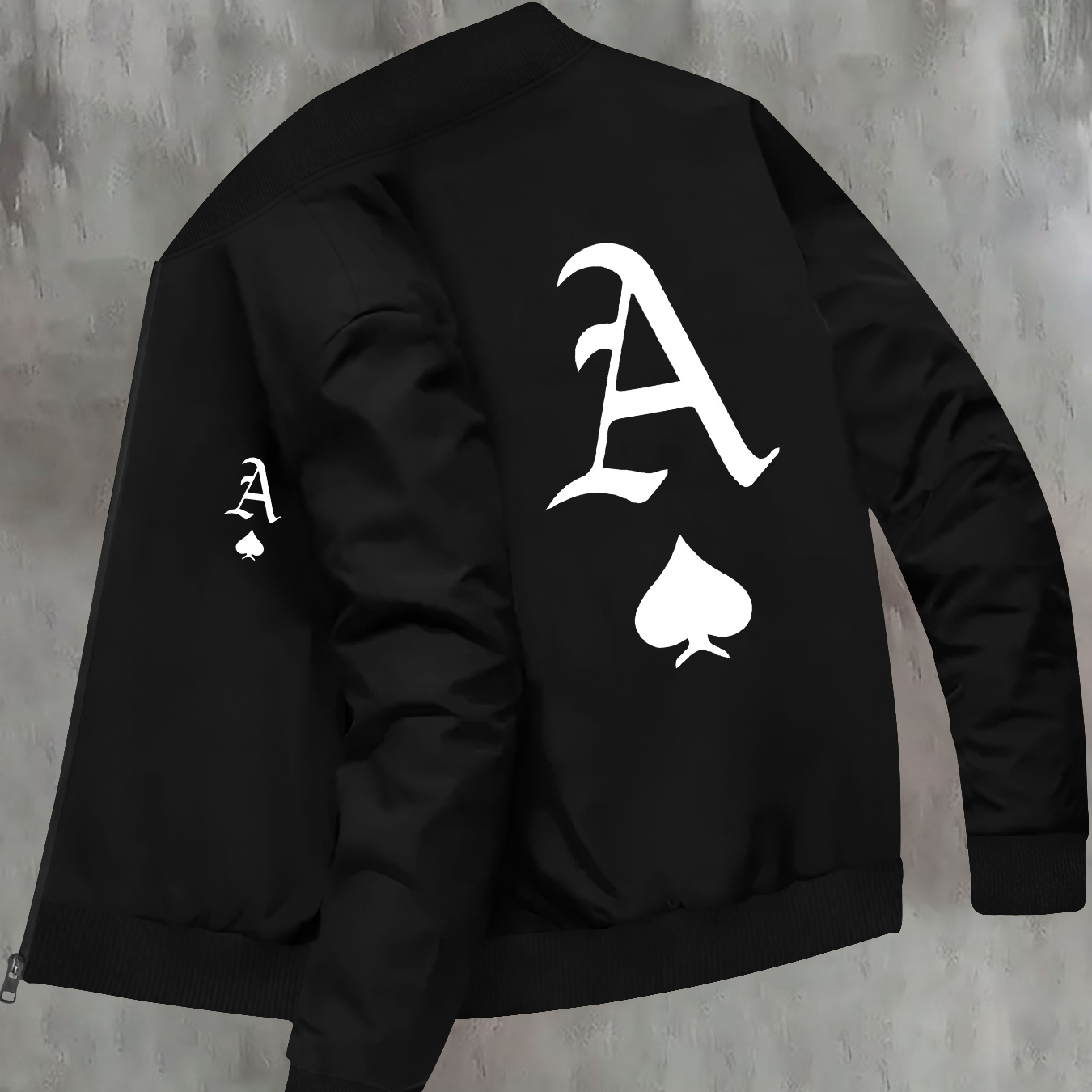 Men's Fashion Of Spades Print Casual Jacket With Small Stand-up Collar, Polyester Knit Fabric, Slim Fit, Zippered Pocket, Random Print Design - Autumn/
Men's Fashion Of Spades Print Casual Jacket With Small Stand-up Collar, Polyester Knit Fabric, Slim Fit, Zippered Pocket, Random Print Design - Autumn/