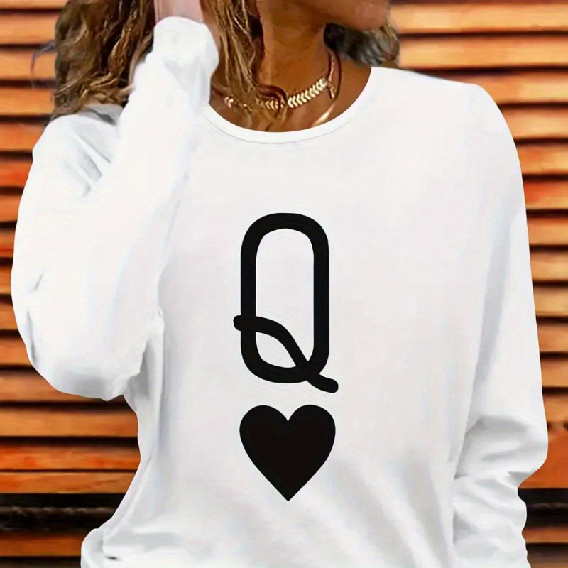 Casual Women' Long Sleeve T-shirt With Alphabet Print Pattern, Polyester Knit Fabric, Round Neck, Regular Fit -
Casual Women' Long Sleeve T-shirt With Alphabet Print Pattern, Polyester Knit Fabric, Round Neck, Regular Fit -