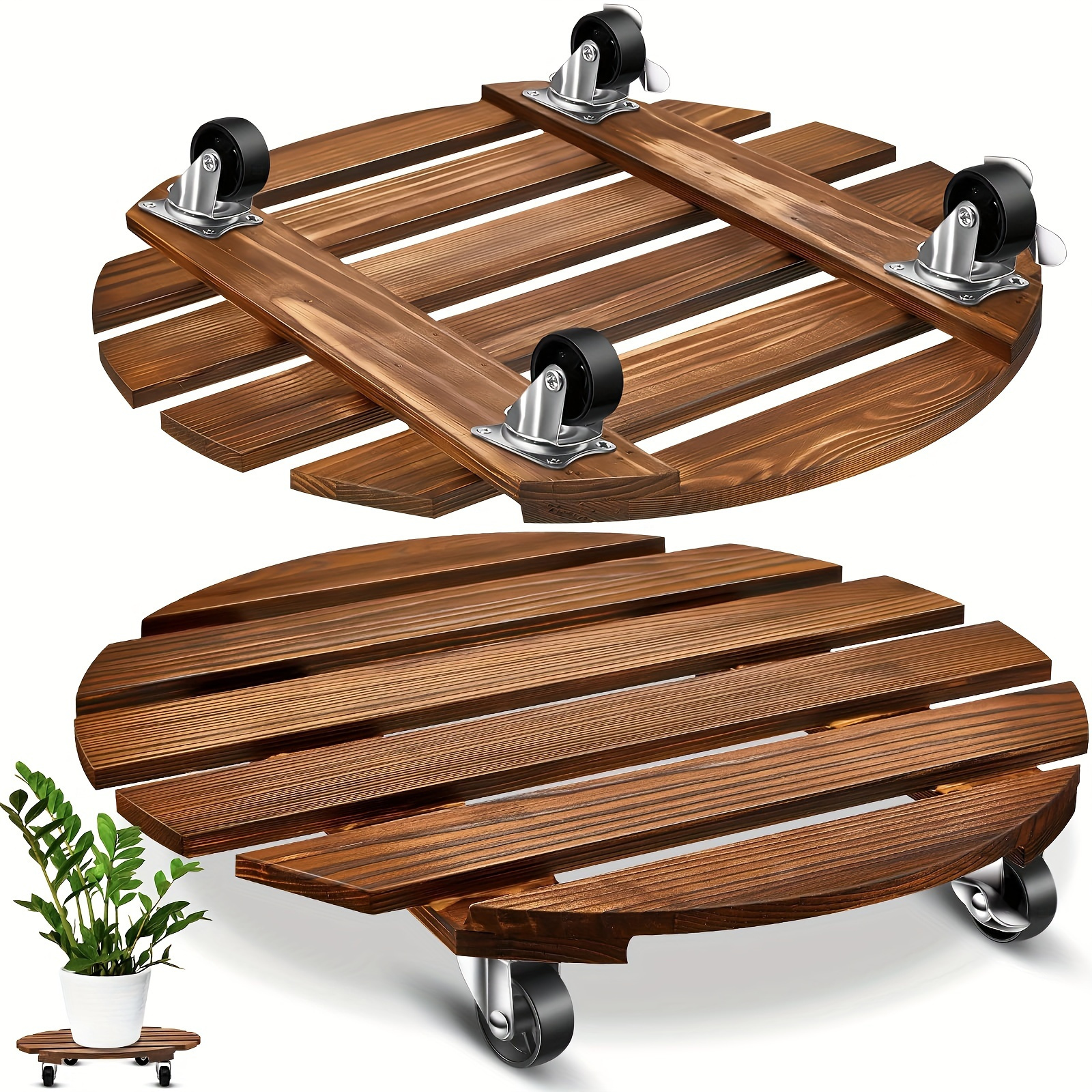 Heavy-duty Wood With Industrial Casters - 13.8-inch Round Plant For Indoor Use, Rustic Wood Pot Roller With Brake For Large Planters And Garden Decor
Heavy-duty Wood With Industrial Casters - 13.8-inch Round Plant For Indoor Use, Rustic Wood Pot Roller With Brake For Large Planters And Garden Decor