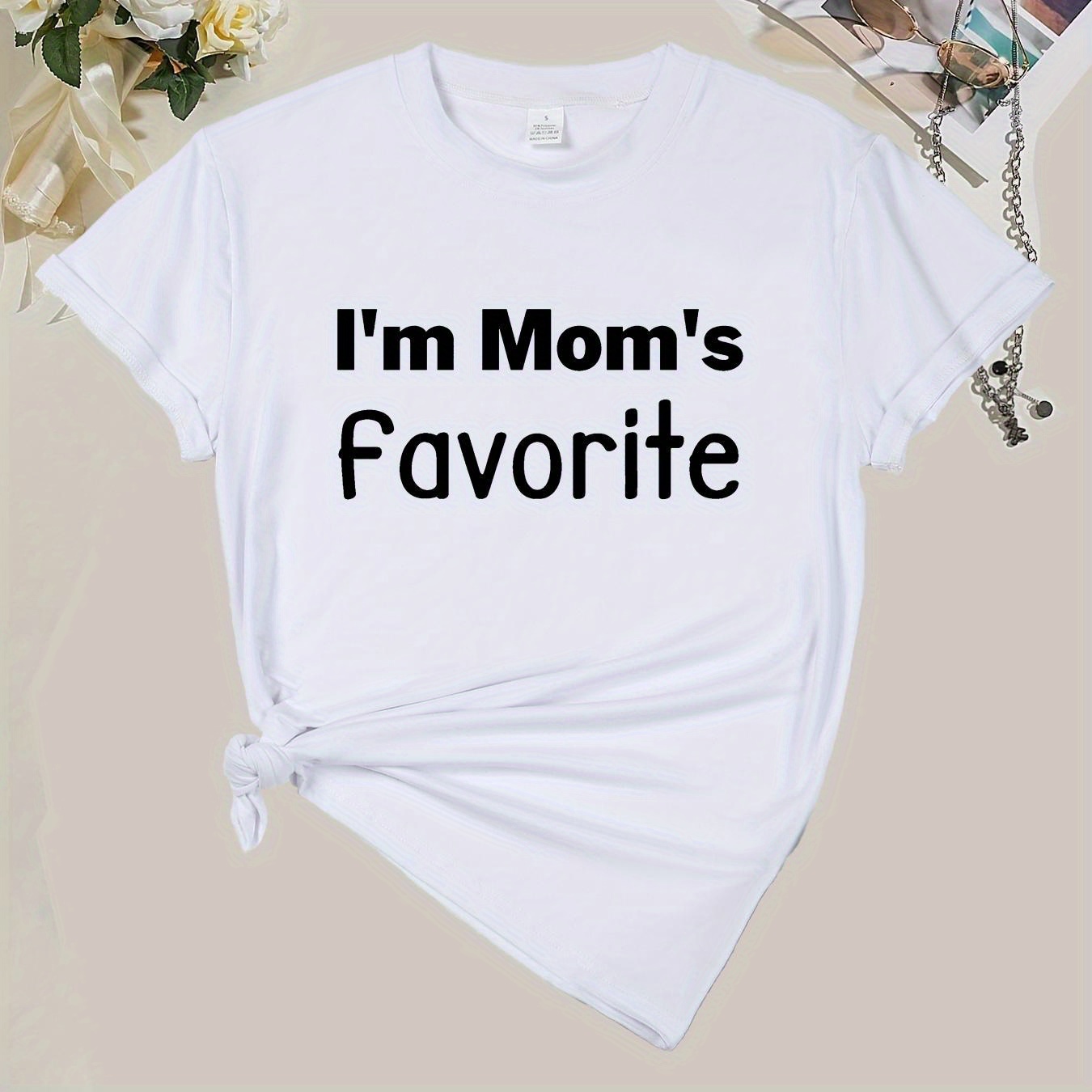 i'm Favorite" Casual Crew Neck T-shirt - Polyester And Spandex Knit Fabric, Medium Stretch, Printed Short Sleeve Tee For Women - All Season
i'm Favorite" Casual Crew Neck T-shirt - Polyester And Spandex Knit Fabric, Medium Stretch, Printed Short Sleeve Tee For Women - All Season