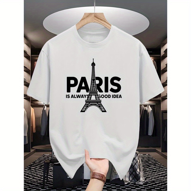 Paris Graphic Tee For Men - Casual Short Sleeve Crew Neck T-shirt, Breathable Polyester , Summer
Paris Graphic Tee For Men - Casual Short Sleeve Crew Neck T-shirt, Breathable Polyester , Summer