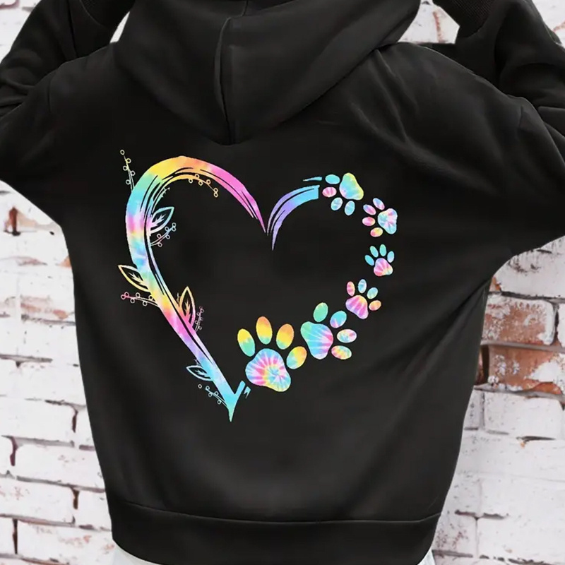 Women's Casual Hoodie Sweatshirt With Geometric Heart And Paw , Polyester Knit Fabric, Hooded Pullover For Fall/winter Season
Women's Casual Hoodie Sweatshirt With Geometric Heart And Paw , Polyester Knit Fabric, Hooded Pullover For Fall/winter Season