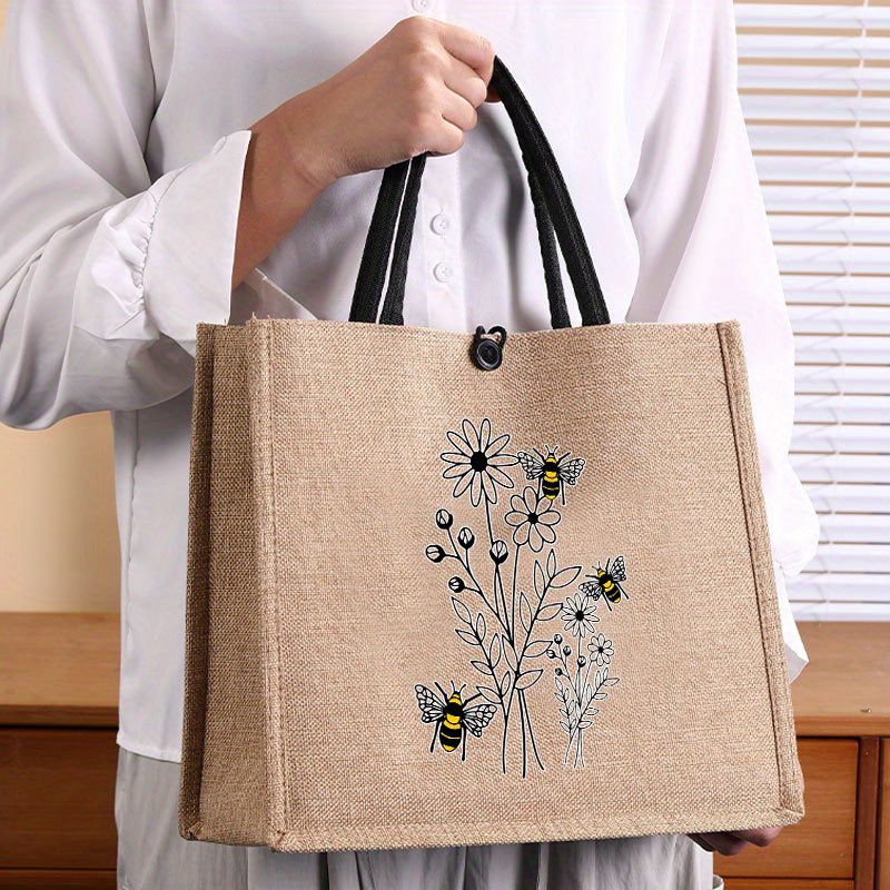 Elegant Linen Tote Bag With Bee And , Nylon Lined, Machine Washable, Closure, Large Capacity For Work, School, And - B51h
Elegant Linen Tote Bag With Bee And , Nylon Lined, Machine Washable, Closure, Large Capacity For Work, School, And - B51h