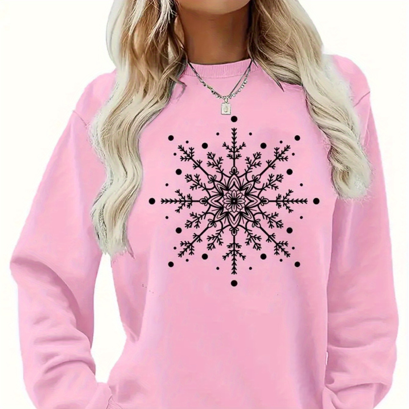 Women's Plus Size Print Sweatshirt, Casual Long Sleeve Round Neck Pullover, Geometric Pattern, Stretch Knit Fabric, Polyester, Autumn/
Women's Plus Size Print Sweatshirt, Casual Long Sleeve Round Neck Pullover, Geometric Pattern, Stretch Knit Fabric, Polyester, Autumn/