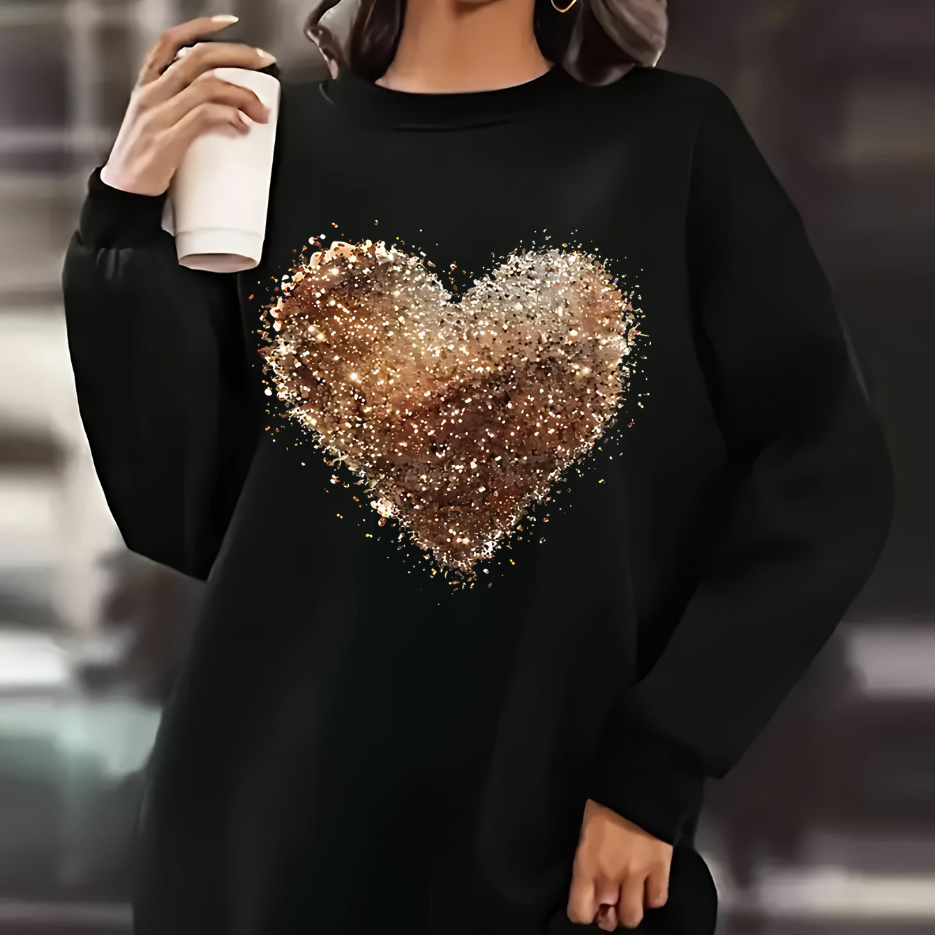 Women's Casual Heart Print Sweatshirt Dress - Cozy Long Sleeve Crew Neck, Fall & Winter
Women's Casual Heart Print Sweatshirt Dress - Cozy Long Sleeve Crew Neck, Fall & Winter