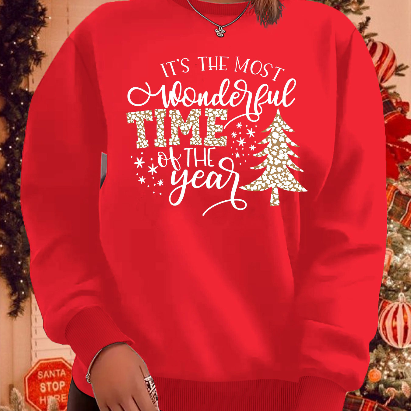 Women's Christmas Tree Print Sweatshirt | 100% Polyester Knit Fabric | Casual Crew Neck Pullover | Holiday Graphic Long Sleeve Top For Fall/winter
Women's Christmas Tree Print Sweatshirt | 100% Polyester Knit Fabric | Casual Crew Neck Pullover | Holiday Graphic Long Sleeve Top For Fall/winter