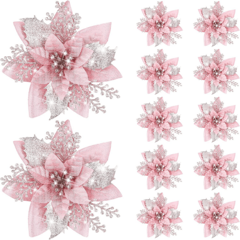 12- Pink & Poinsettia Flower Clips For Christmas Decorations - Holiday Ornament Accessories For Home, Office, And Party Decor
12- Pink & Poinsettia Flower Clips For Christmas Decorations - Holiday Ornament Accessories For Home, Office, And Party Decor