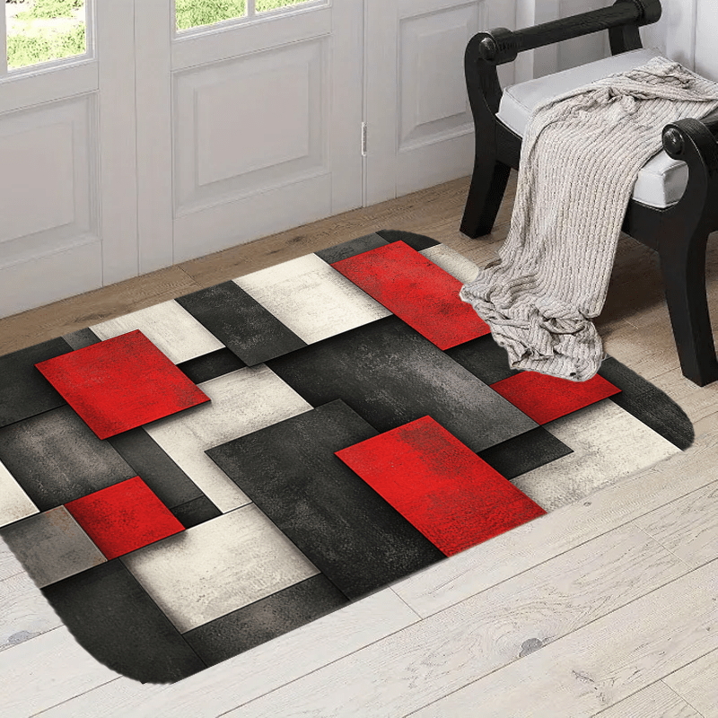 Modern Geometric Entrance Mat - Abstract Red, Black, Gray & | Machine Washable Polyester Rug For Home Decor
Modern Geometric Entrance Mat - Abstract Red, Black, Gray & | Machine Washable Polyester Rug For Home Decor